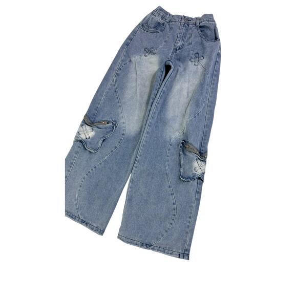 Aelfric Eden y2k Baggy Wide Leg Jeans Size Medium x 32 Skater Streetwear Grunge - Picture 6 of 10